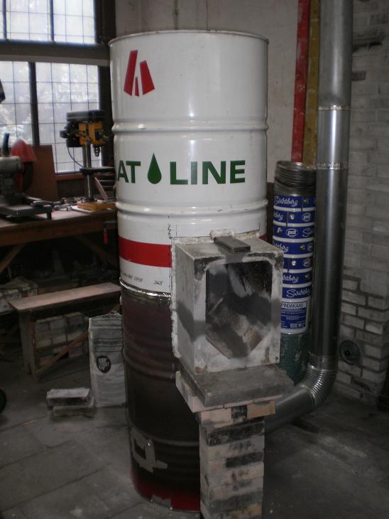 Batch rocket shop heater, second barrel