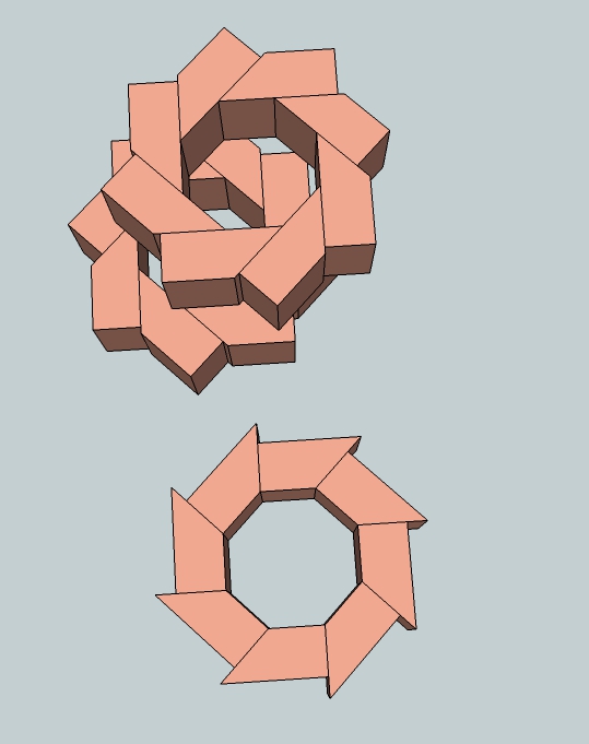 Octagon riser cross section, 45 degrees cut