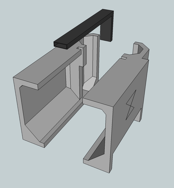 Exploded view van een gegoten batchrocket kern